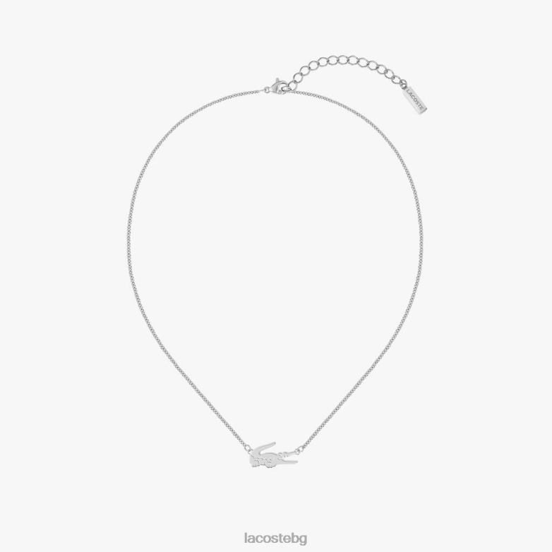 Жени Lacoste сребро огърлица от крокодил бижута XTV622905