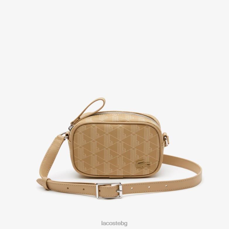 Жени Lacoste виенско бежово чанта за през тялото с малък печат на монограм чанти и кожени изделия XTV622794