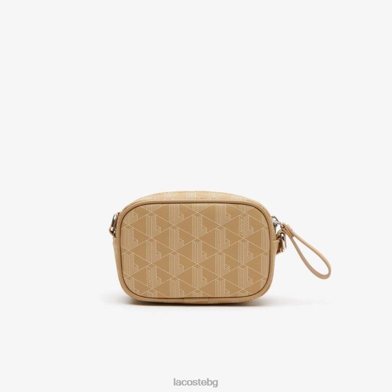 Жени Lacoste виенско бежово чанта за през тялото с малък печат на монограм чанти и кожени изделия XTV622794