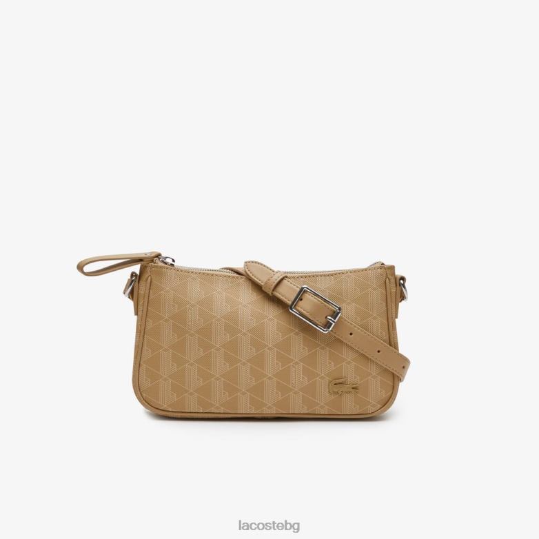 Жени Lacoste виенско бежово чанта през рамо с принт на монограм чанти и кожени изделия XTV622801