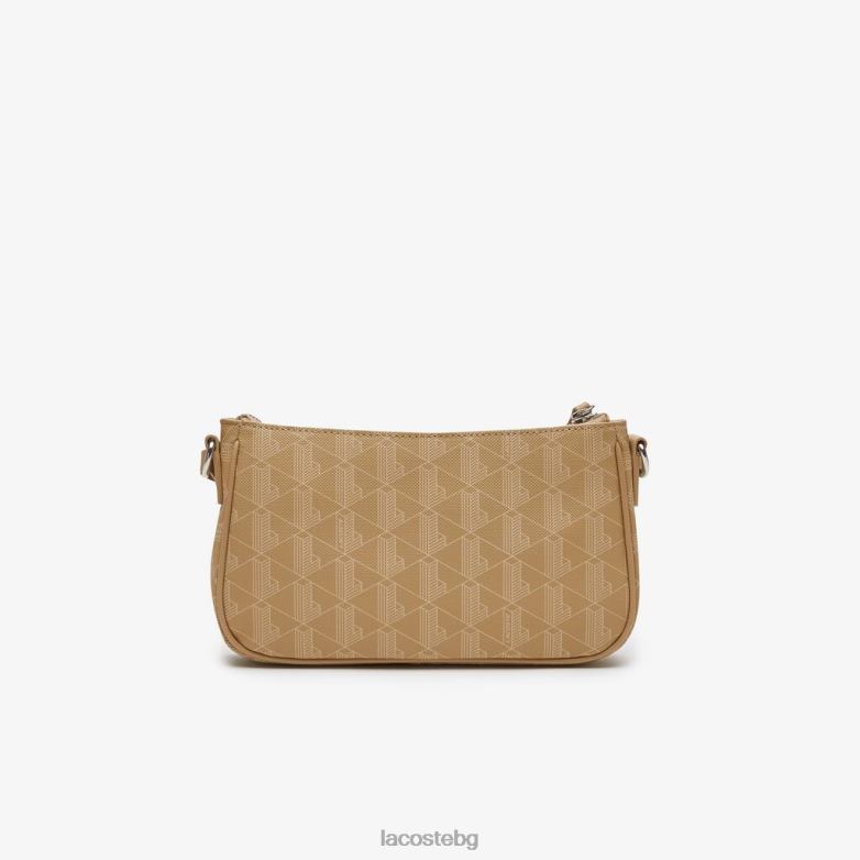 Жени Lacoste виенско бежово чанта през рамо с принт на монограм чанти и кожени изделия XTV622801