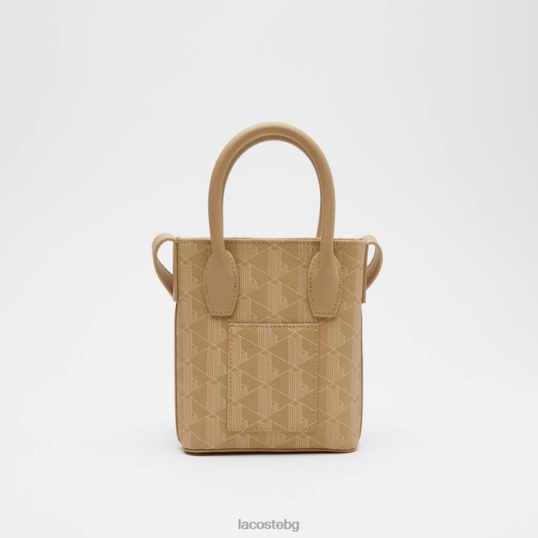 Жени Lacoste виенско бежово мини чанта с печат на монограм чанти и кожени изделия XTV622790