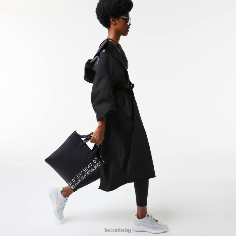 Жени Lacoste ноар блан пазарска чанта с контрастни географски координати чанти и кожени изделия XTV622829