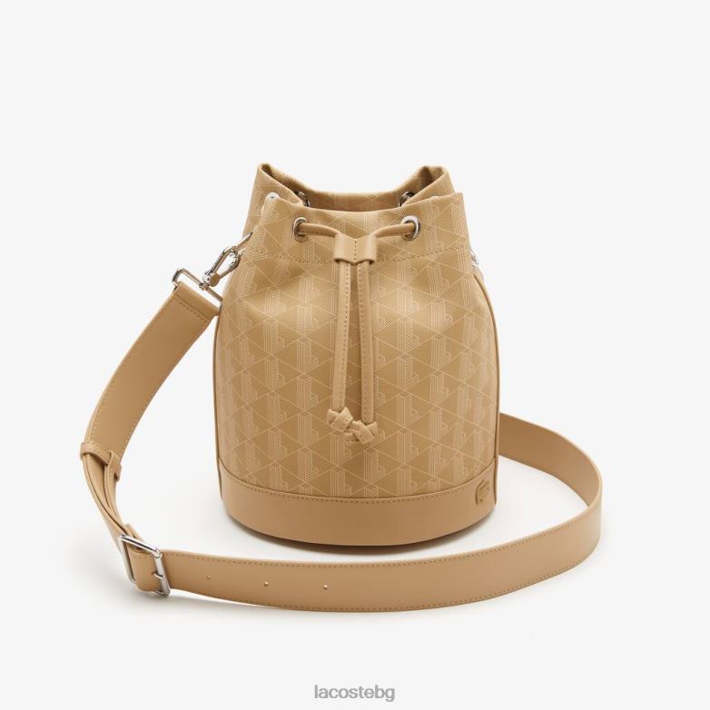 Жени Lacoste виенско бежово чанта с принт на монограм чанти и кожени изделия XTV622869