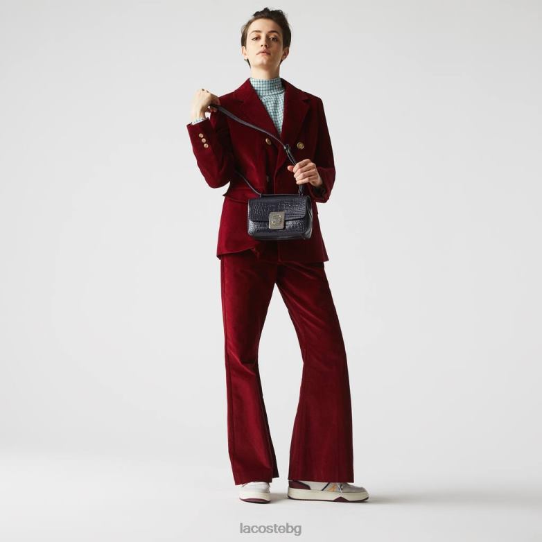 Жени Lacoste тъмен сапфир дамска чанта от релефна кожа amelia с метална закопчалка чанти и кожени изделия XTV622832