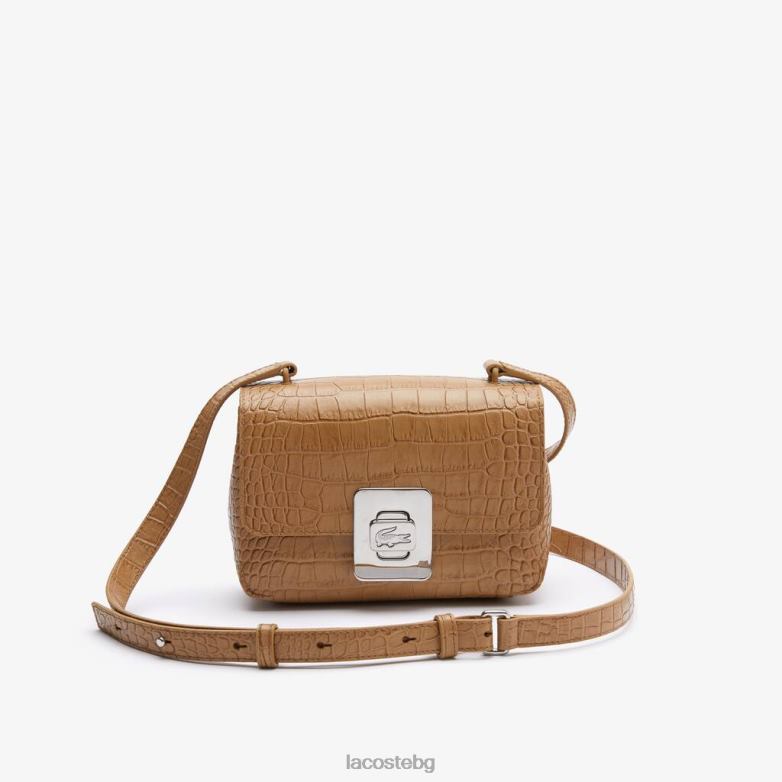 Жени Lacoste j07 дамска чанта от релефна кожа amelia с метална закопчалка чанти и кожени изделия XTV622833