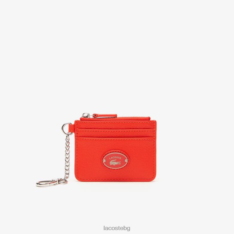 Жени Lacoste корида държач за карта от зърнеста кожа с карабина чанти и кожени изделия XTV622809