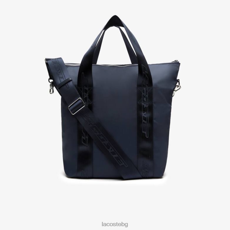 Жени Lacoste blu nuit blanc чанта с контрастна марка чанти и кожени изделия XTV622763