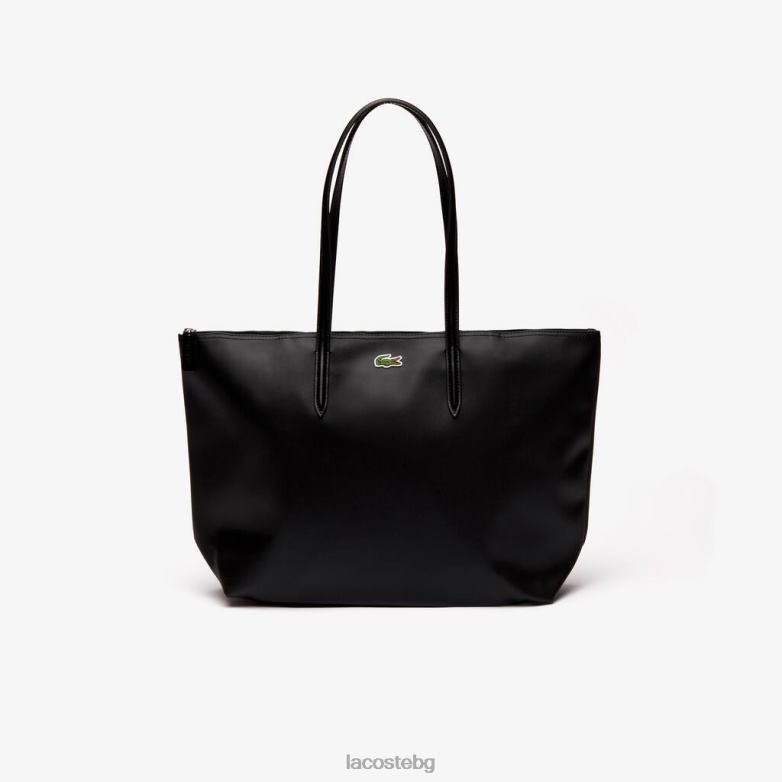 Жени Lacoste черен l.12.12 концептуална чанта с цип чанти и кожени изделия XTV622766