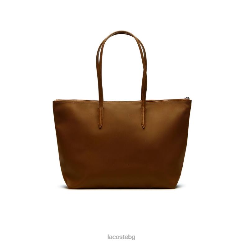 Жени Lacoste Златисто кафяво l.12.12 концептуална чанта с цип чанти и кожени изделия XTV622768