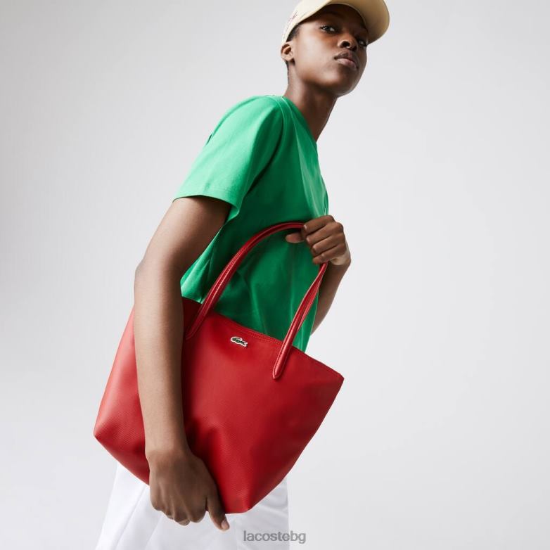 Жени Lacoste висок риск червено l.12.12 концептуална малка чанта с цип чанти и кожени изделия XTV622803