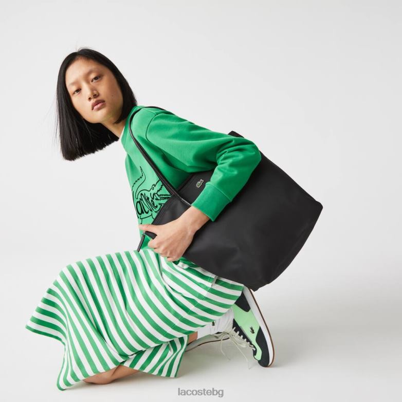 Жени Lacoste черен l.12.12 концептуална чанта с вертикален цип чанти и кожени изделия XTV622847