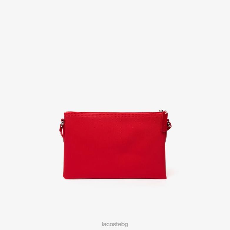 Жени Lacoste висок риск червено l.12.12 концептуална плоска кросоувър чанта чанти и кожени изделия XTV622771
