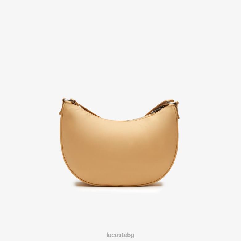 Жени Lacoste пастила от чучулига чанта полумесец с контрастна марка чанти и кожени изделия XTV622798