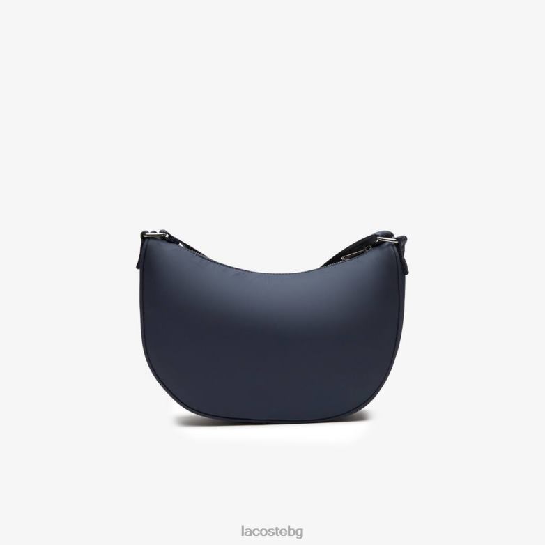 Жени Lacoste blu nuit blanc чанта полумесец с контрастна марка чанти и кожени изделия XTV622796