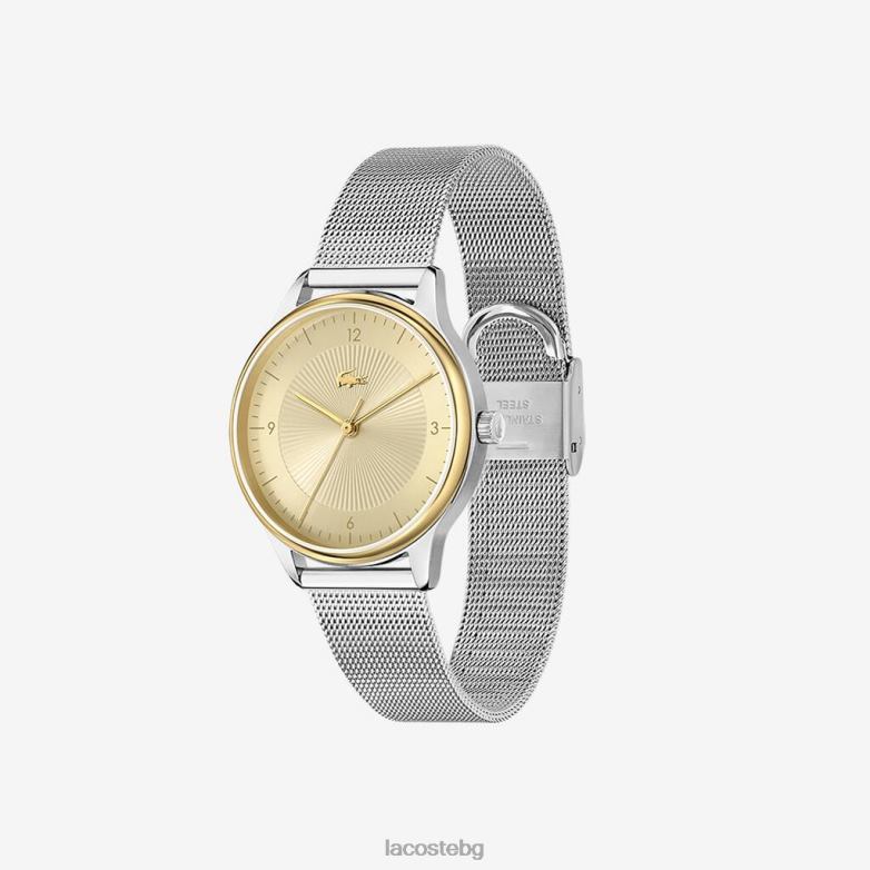 Жени Lacoste сребро клубен часовник с 3 стрелки - шампанско с мрежа от неръждаема стомана аксесоари XTV622922