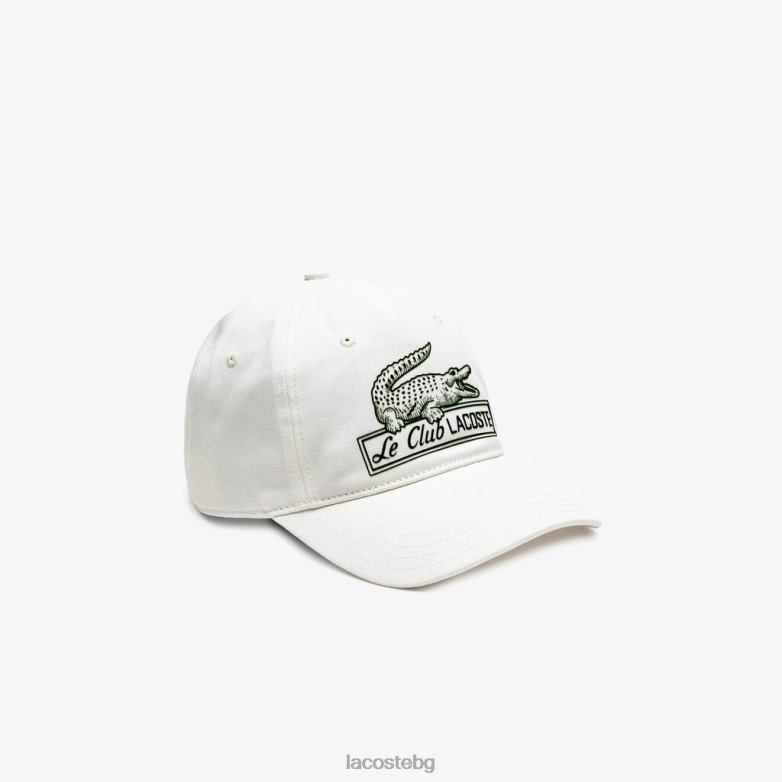 Жени Lacoste бяло шапка с винтидж крокодил аксесоари XTV622897