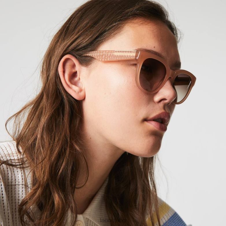 Жени Lacoste роза овални слънчеви очила от крокодилова кожа аксесоари XTV622919