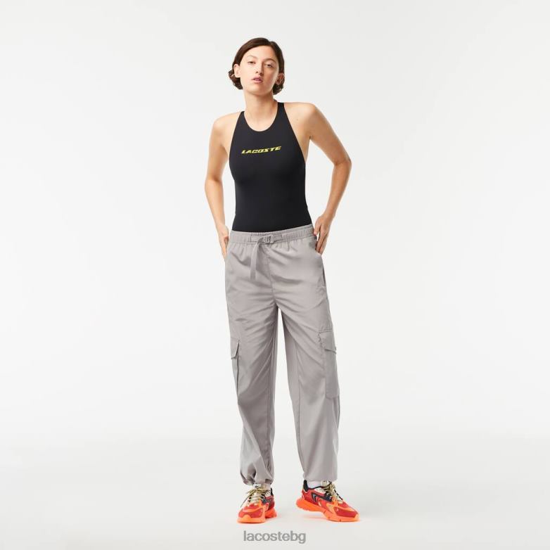 Жени Lacoste сиво широки карго панталони облекло XTV622450