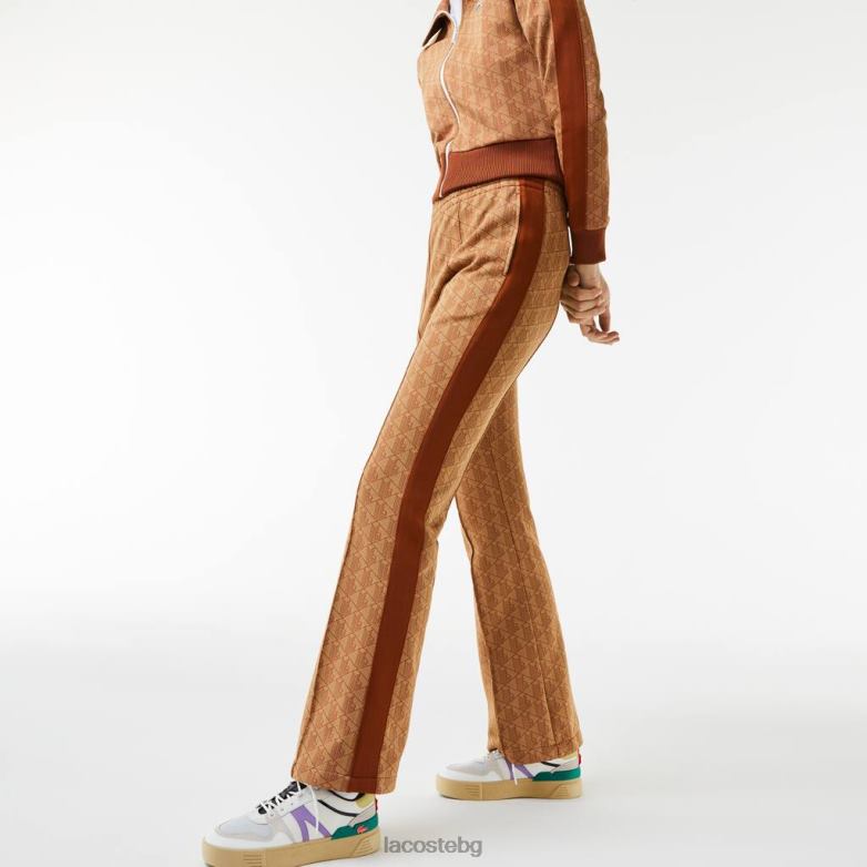 Жени Lacoste бежово/кафяво панталони с принт на монограм облекло XTV622536