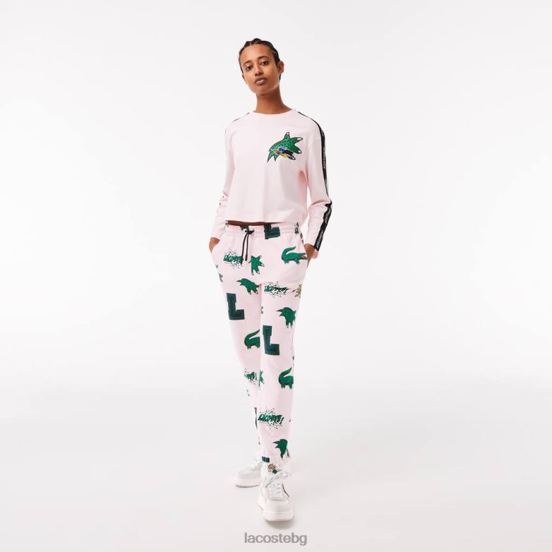 Жени Lacoste светло розово панталони с комичен принт облекло XTV622569