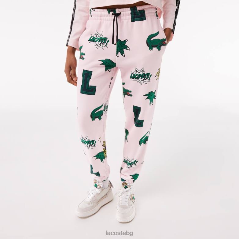 Жени Lacoste светло розово панталони с комичен принт облекло XTV622569
