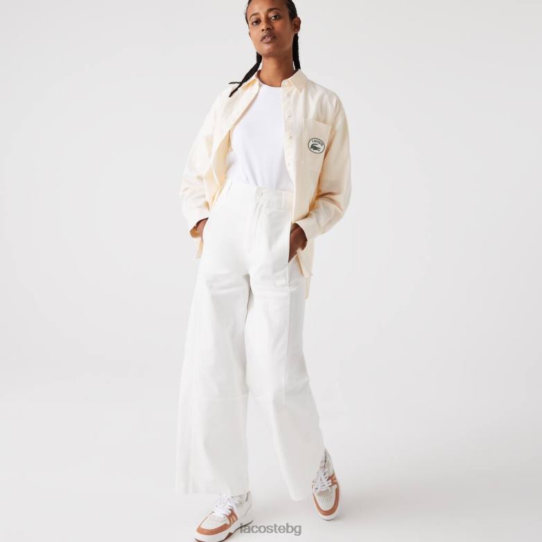 Жени Lacoste бяло панталон от памучен габардин облекло XTV622653