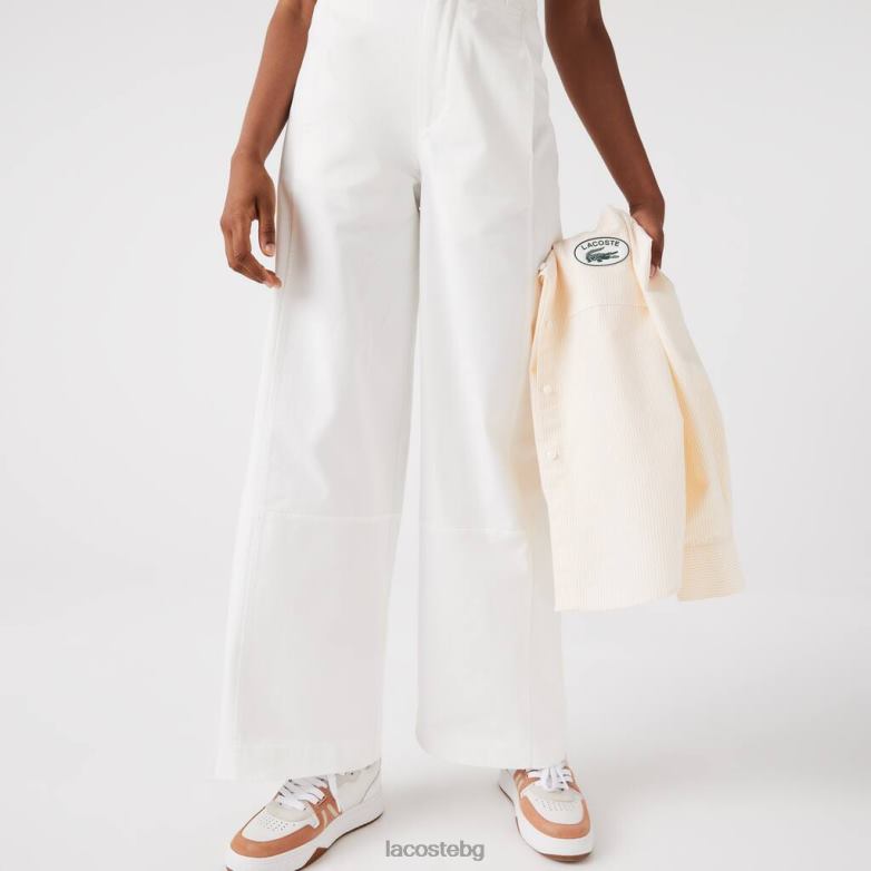 Жени Lacoste бяло панталон от памучен габардин облекло XTV622653