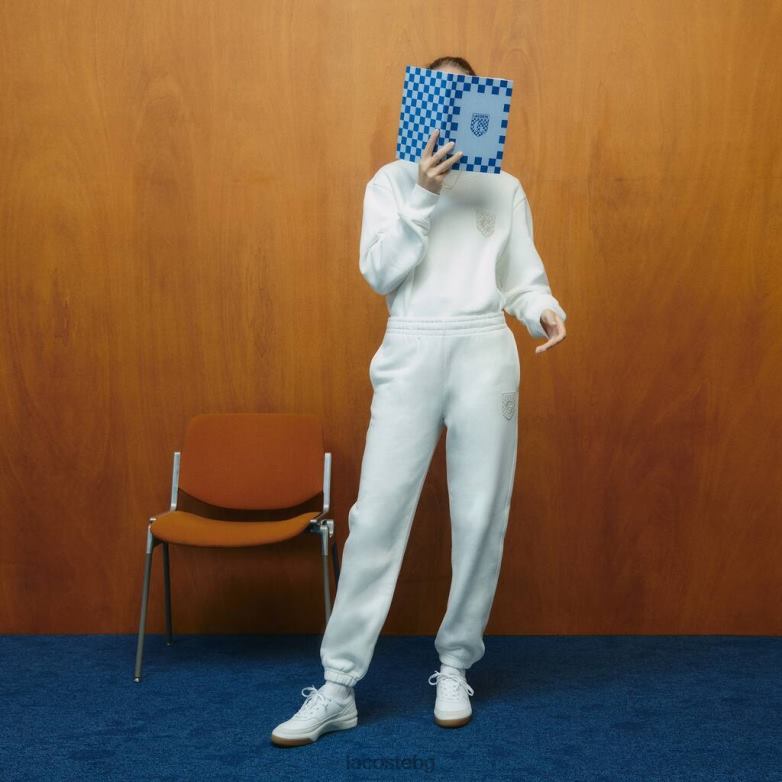 Жени Lacoste x Goop бяло памучни анцузи от полар облекло XTV622665