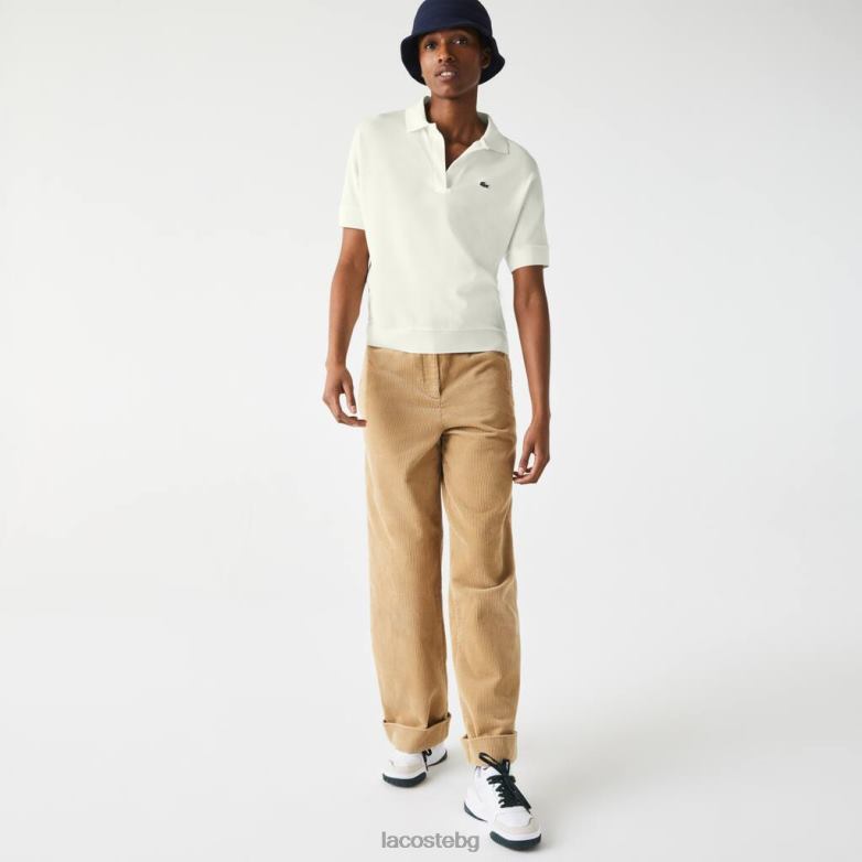 Жени Lacoste бяло разхлабено плавно пике поло облекло XTV622462