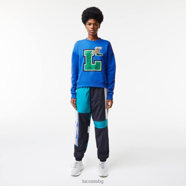 Жени Lacoste син oversized щампа и брандиран суичър облекло XTV622579