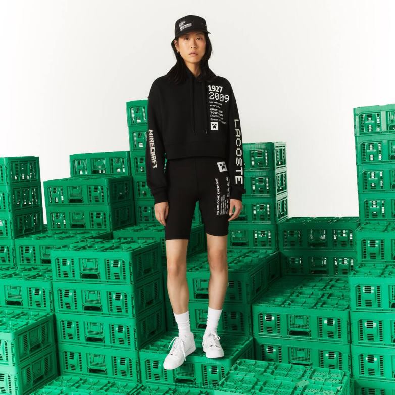Жени Lacoste x Minecraft черен огромна качулка от полар облекло XTV622585