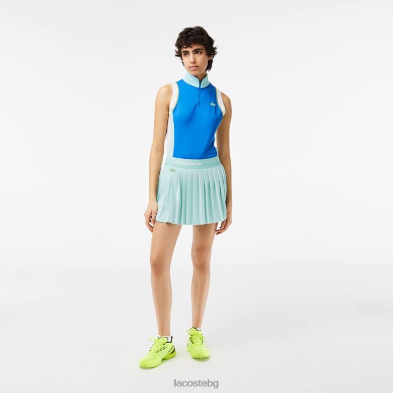 Жени Lacoste светло зелено/жълто тенис плисирани поли с вградени шорти облекло XTV622389