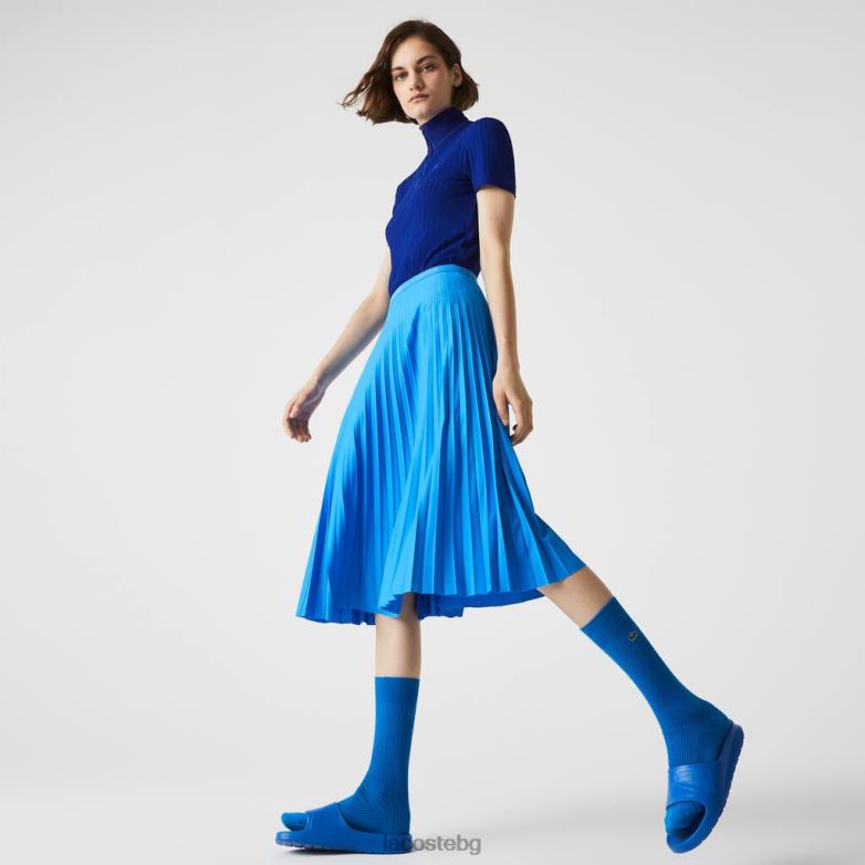 Жени Lacoste син течаща плисирана пола с еластична талия облекло XTV622600