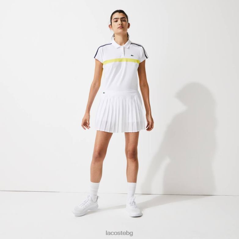 Жени Lacoste бяло спортна тенис техническа мрежеста плисирана пола облекло XTV622612