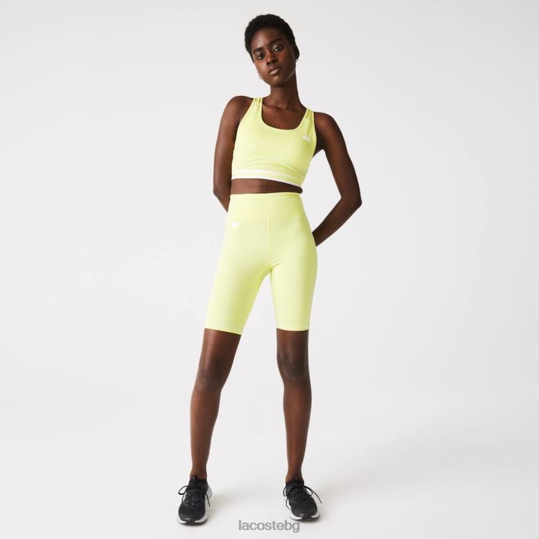 Жени Lacoste блестящо жълто/зелено шорти за спортно колело облекло XTV622655