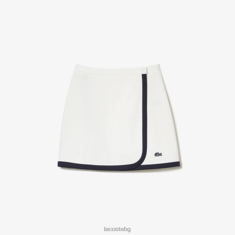 Жени Lacoste x Goop бяло/тъмно синьо двупластова пике пола облекло XTV622670