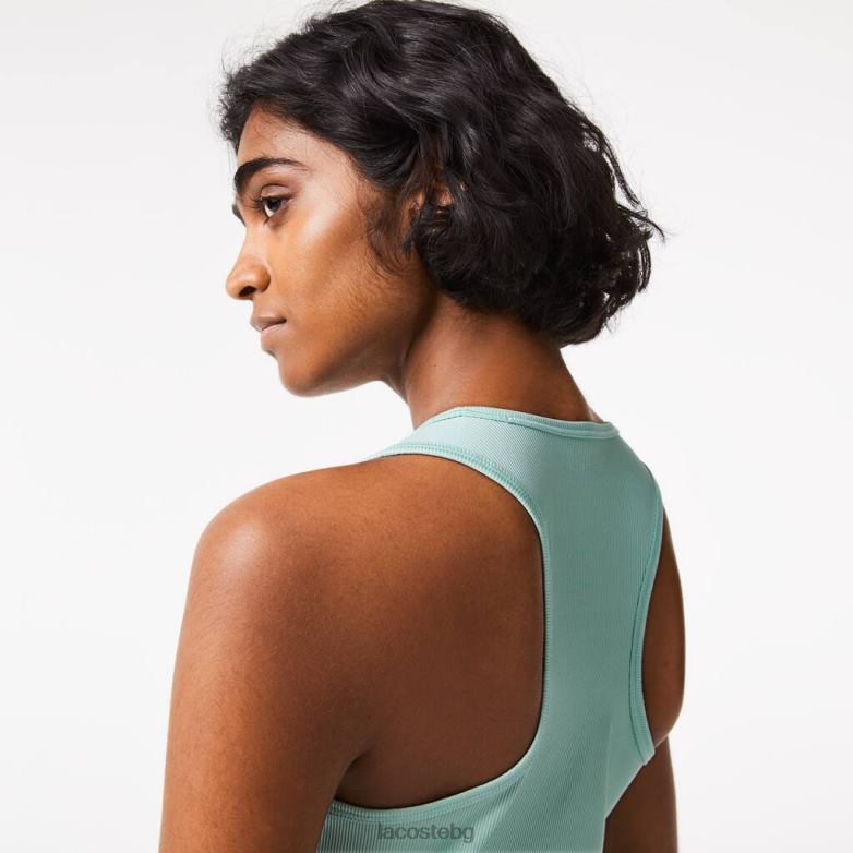 Жени Lacoste мента спортно прилепнало оребрено потниче облекло XTV622386