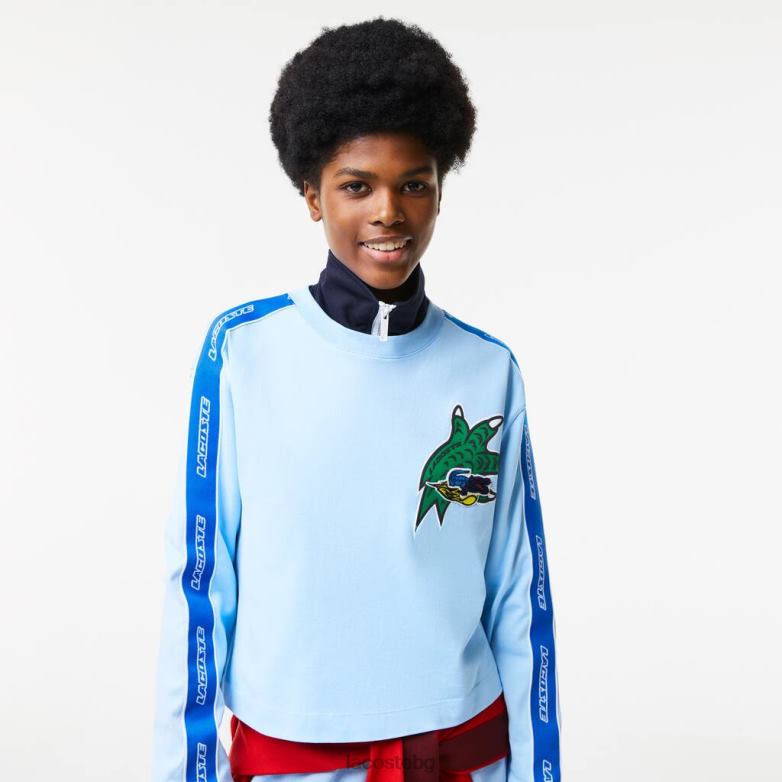 Жени Lacoste син широка тениска с щампа облекло XTV622571