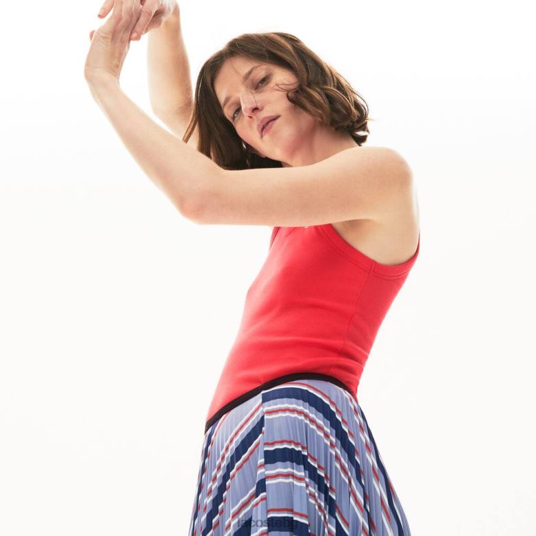 Жени Lacoste червен горнище без ръкави с деколте облекло XTV622586