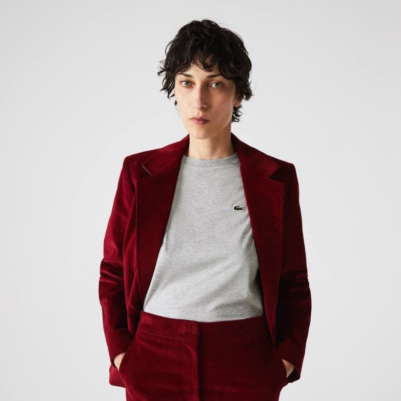 Жени Lacoste сив chine първокласна памучна тениска с кръгла яка облекло XTV622591