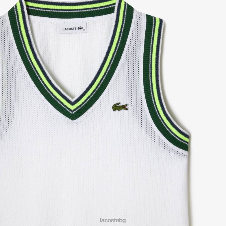 Жени Lacoste бяло контрастен потник с v-образно деколте облекло XTV622442