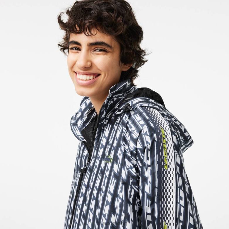 Жени Lacoste черно/синьо/бяло голямо спортно яке с качулка облекло XTV622437