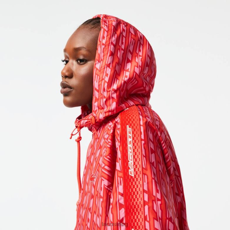 Жени Lacoste оранжево/червено/розово голямо спортно яке с качулка облекло XTV622438