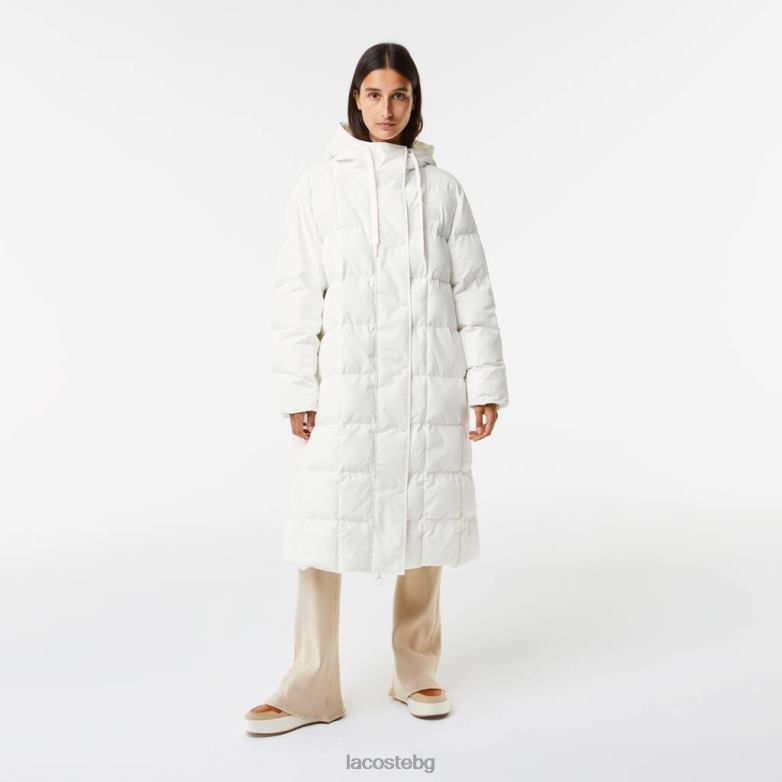 Жени Lacoste бяло водоотблъскващо двустранно дълго яке облекло XTV622614
