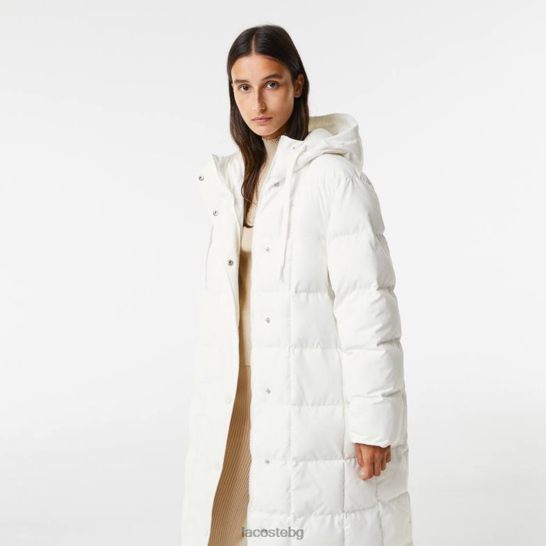 Жени Lacoste бяло водоотблъскващо двустранно дълго яке облекло XTV622614