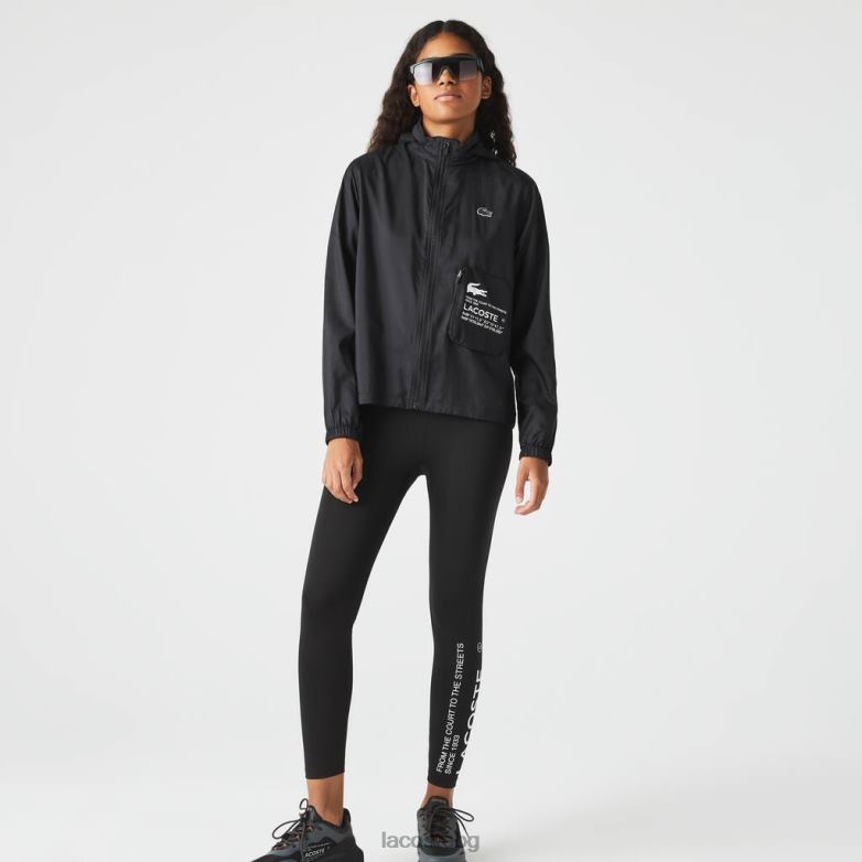 Жени Lacoste черен спортно водоотблъскващо яке облекло XTV622619