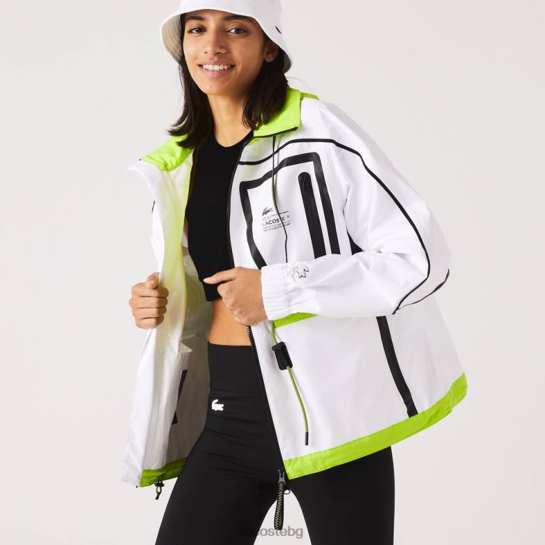 Жени Lacoste бяло/жълто найлонова ветровка облекло XTV622621