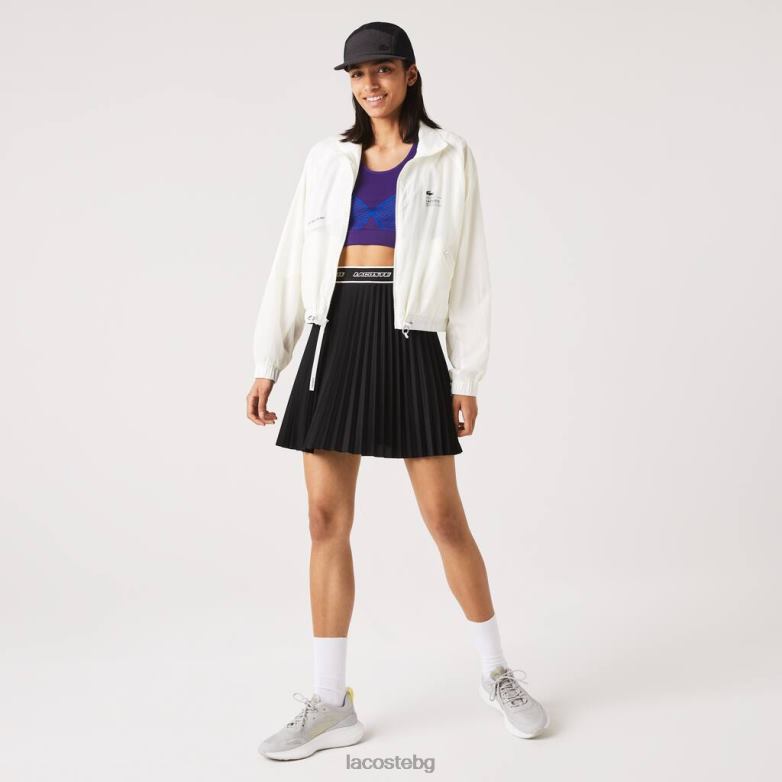 Жени Lacoste бяло найлоново яке с мрежеста подплата облекло XTV622626