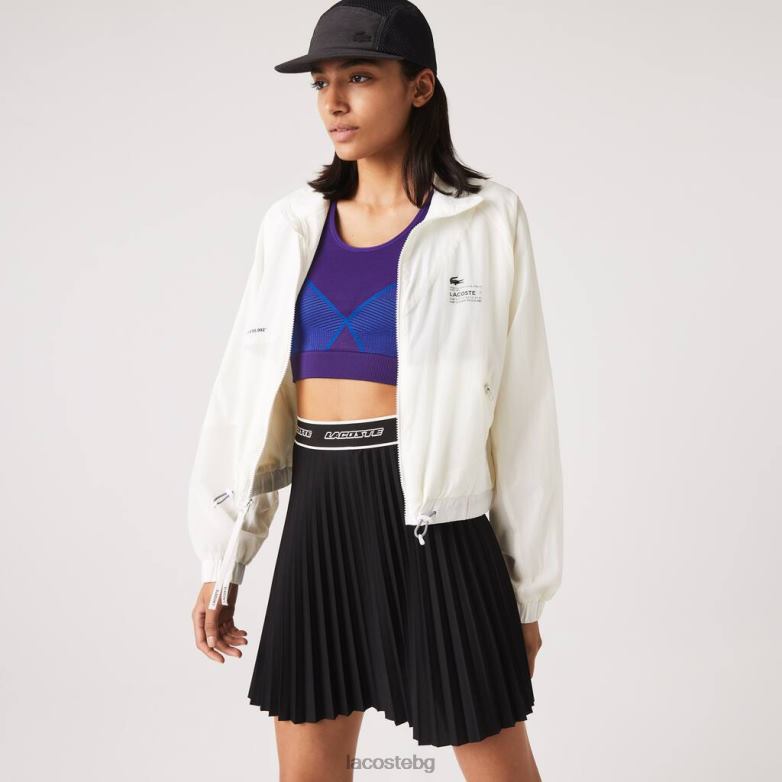Жени Lacoste бяло найлоново яке с мрежеста подплата облекло XTV622626